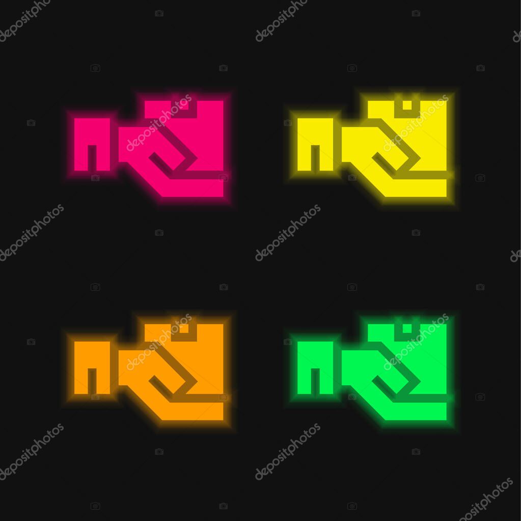Box four color glowing neon vector icon