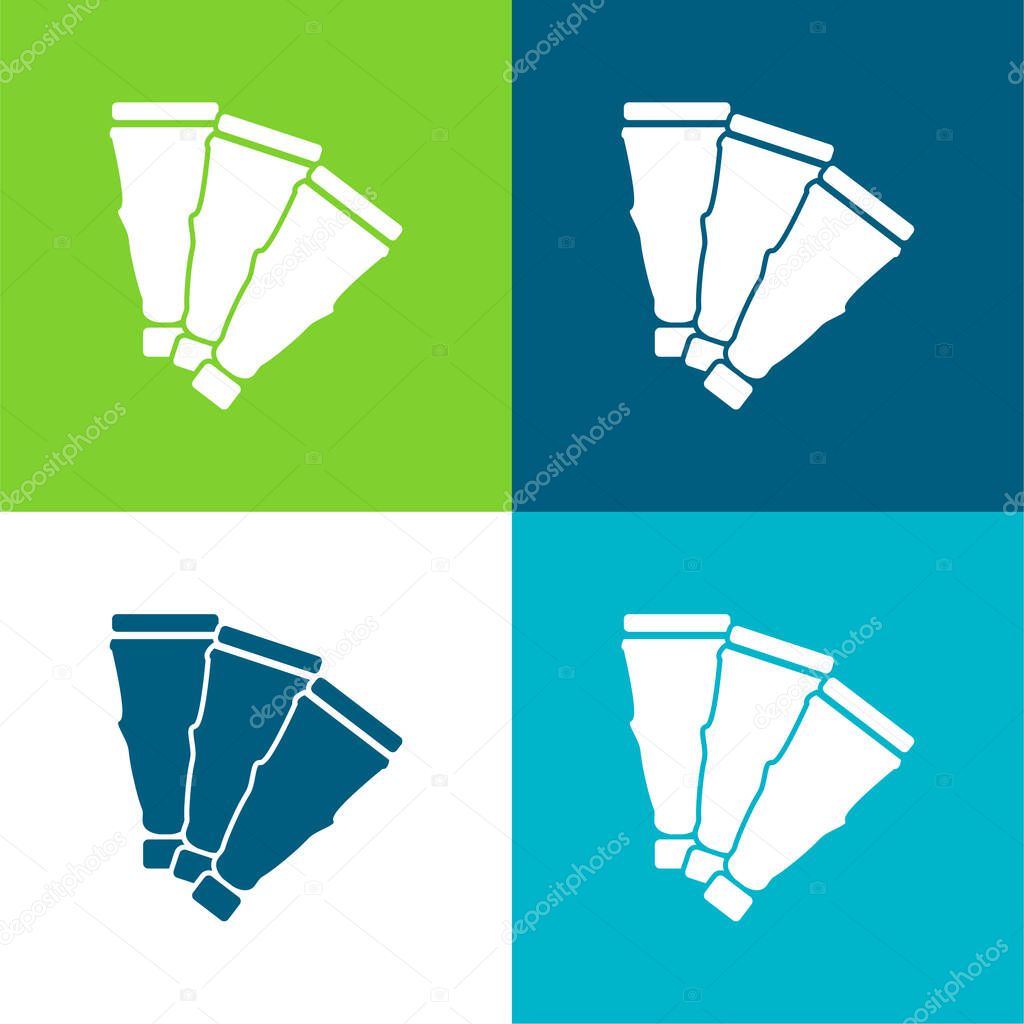 Art Piece Like A Fan Flat four color minimal icon set