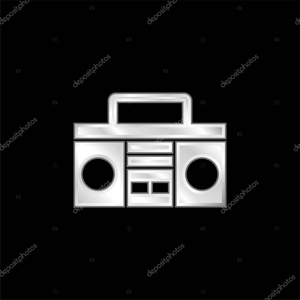 Boom Box With Handle silver plated metallic icon
