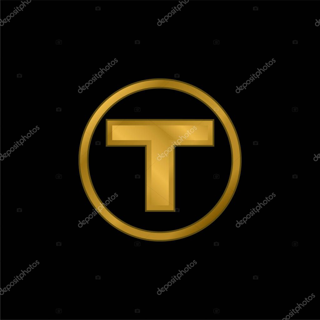 Boston Metro Logo gold plated metalic icon or logo vector