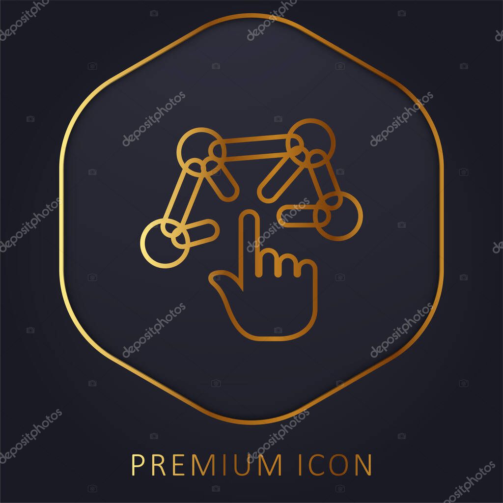 3d Modeling golden line premium logo or icon