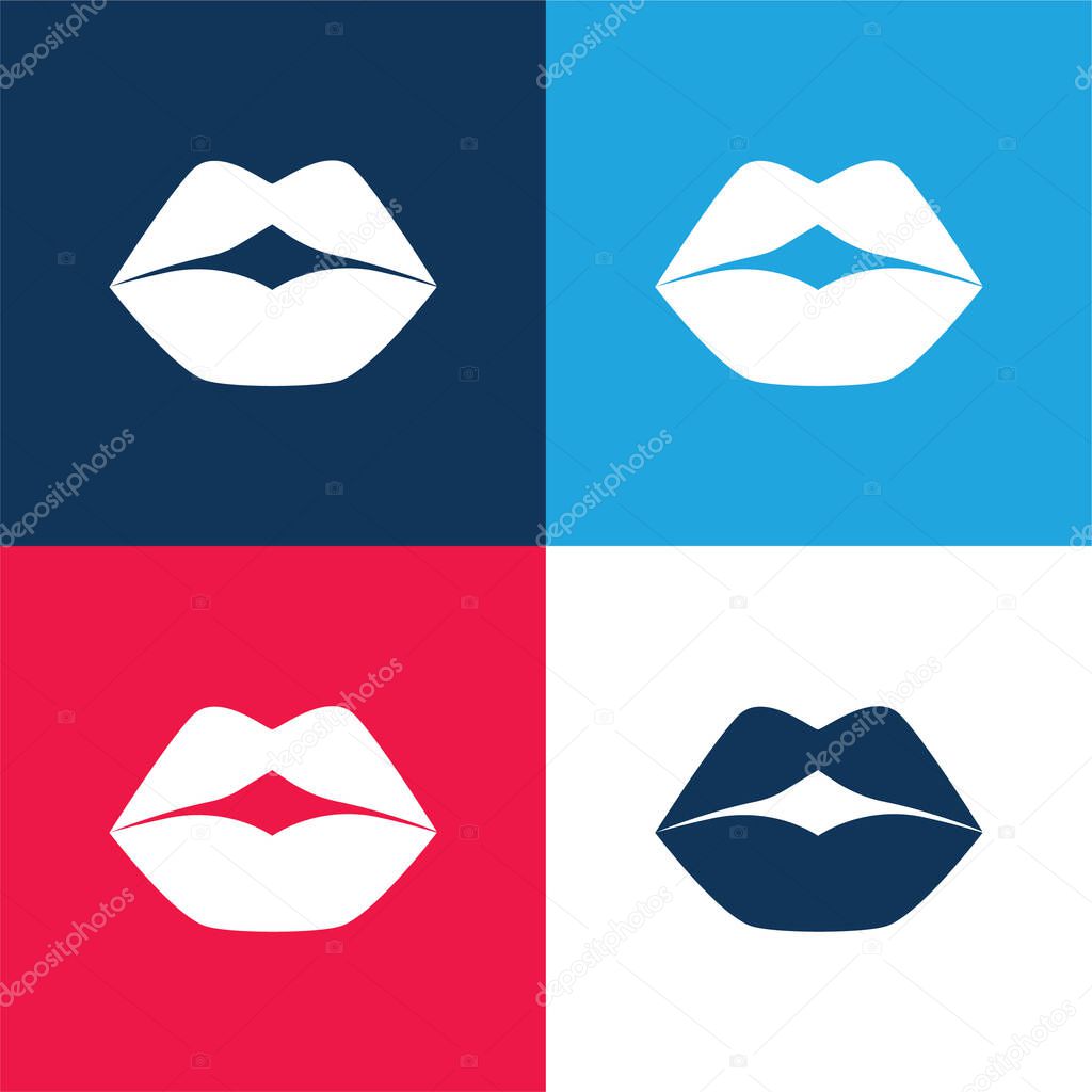 Big Lips blue and red four color minimal icon set
