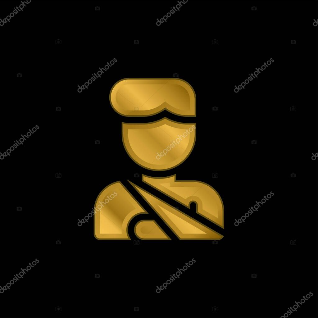 Accident gold plated metalic icon or logo vector