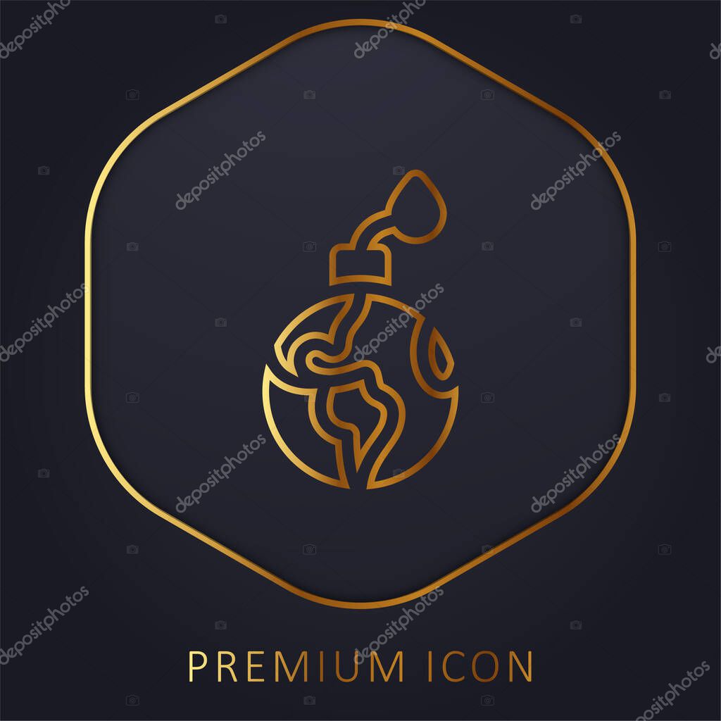 Bomb golden line premium logo or icon