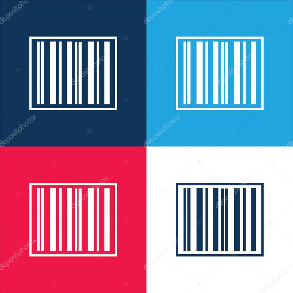 Barcode Sticker blue and red four color minimal icon set