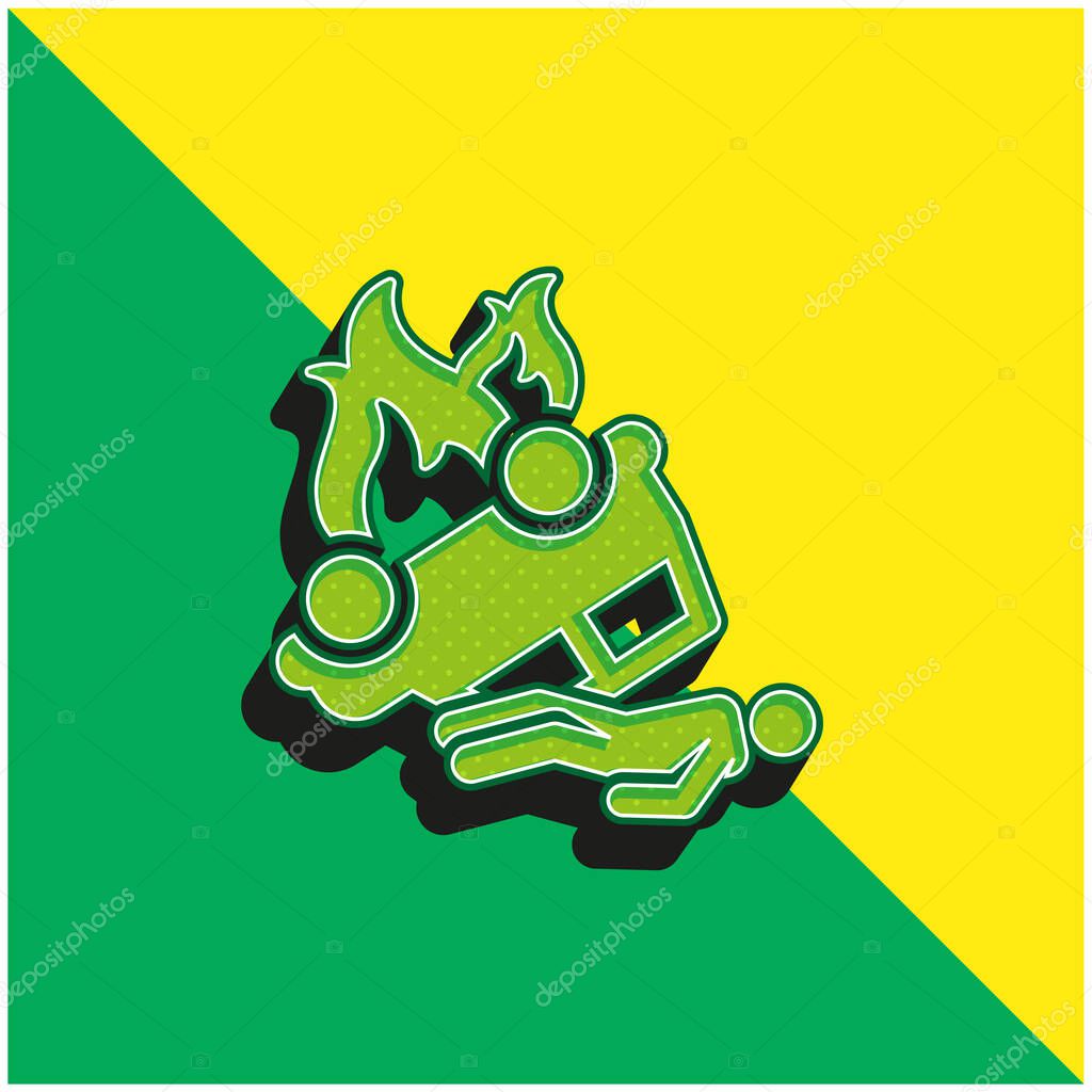 Accident Green and yellow modern 3d vector icon logo