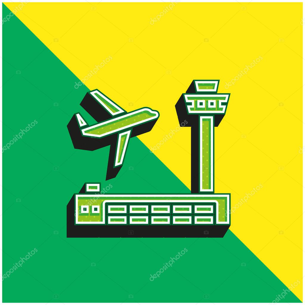 Airport Green and yellow modern 3d vector icon logo