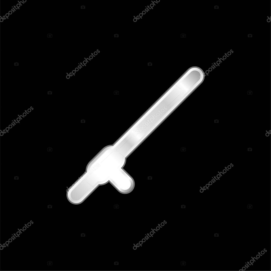 Baton silver plated metallic icon