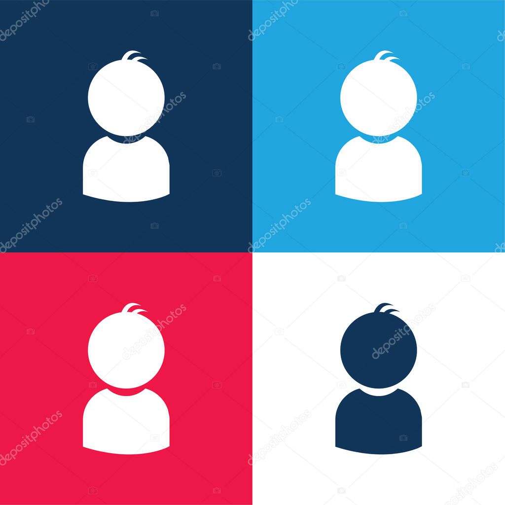 Boy blue and red four color minimal icon set