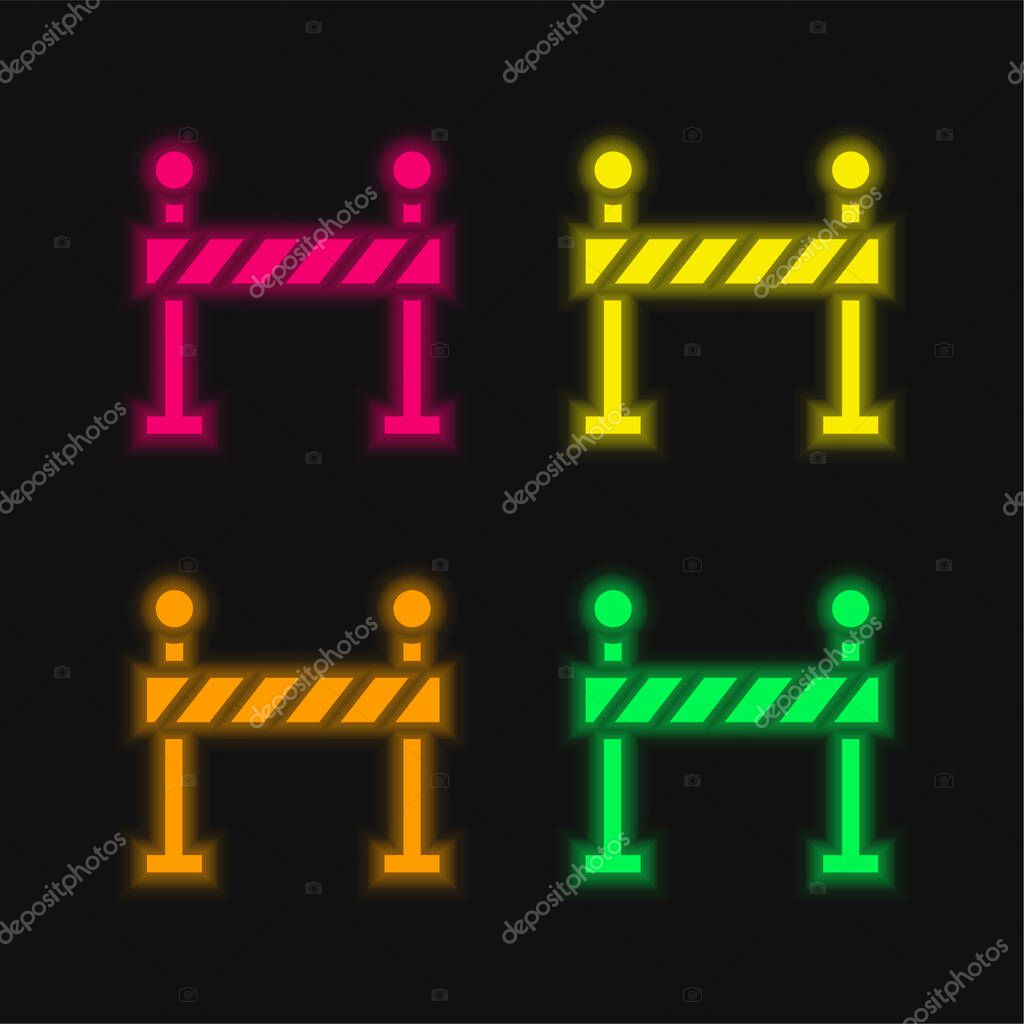 Barrier four color glowing neon vector icon