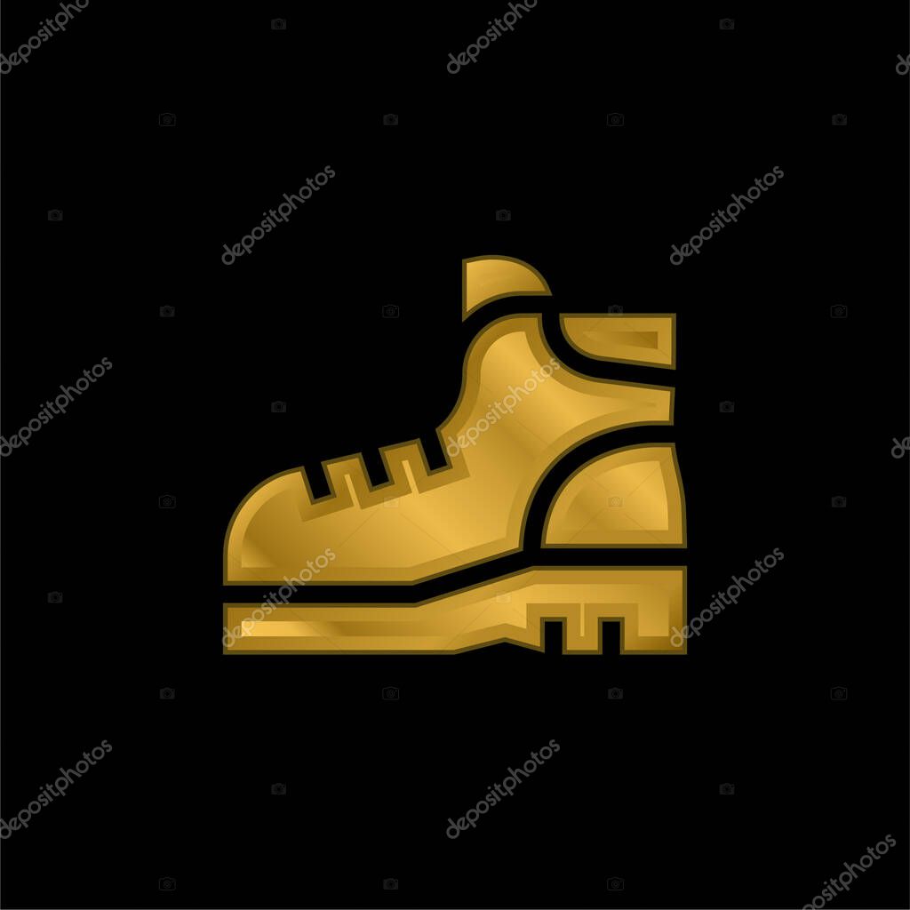 Boots gold plated metalic icon or logo vector