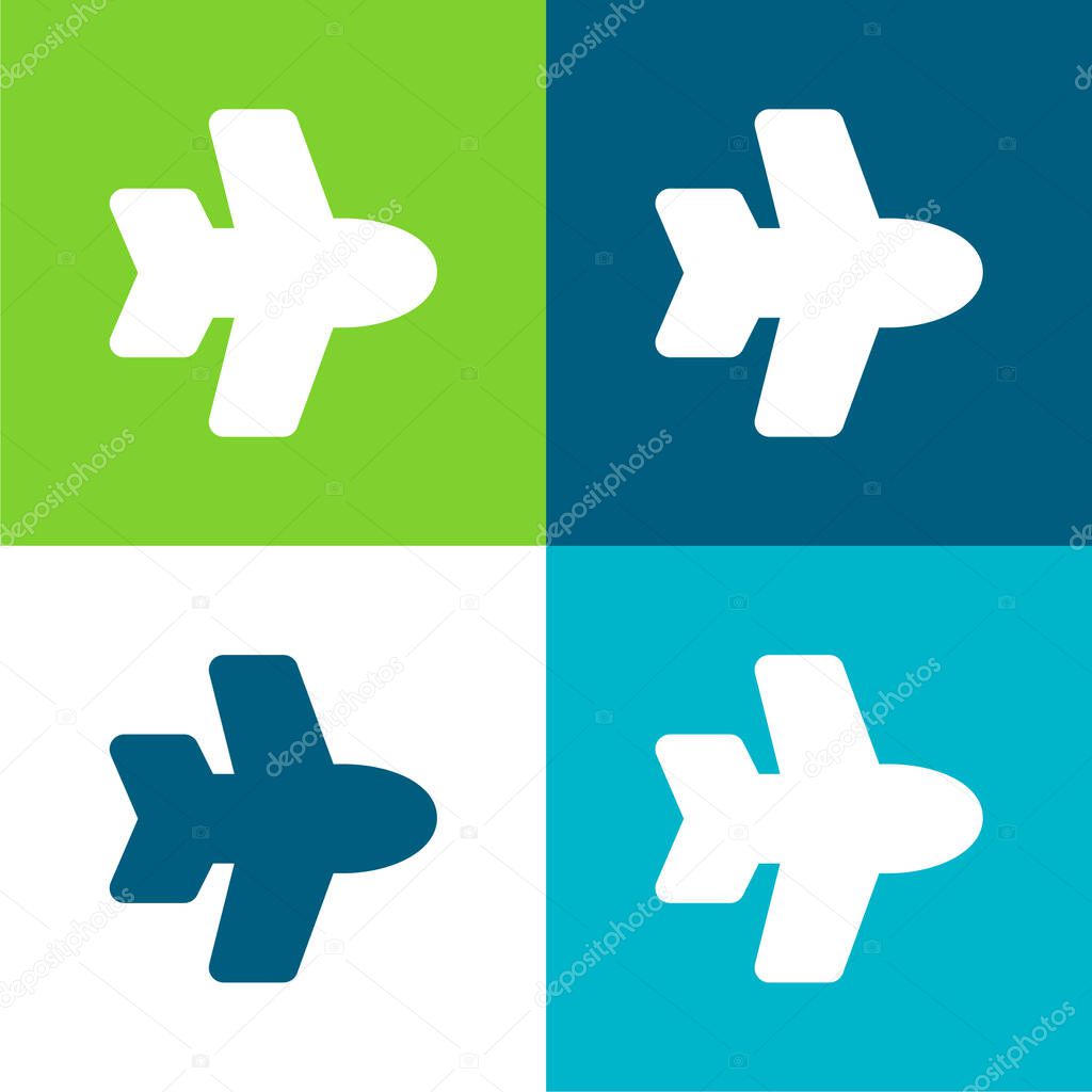 Airplane Flat four color minimal icon set