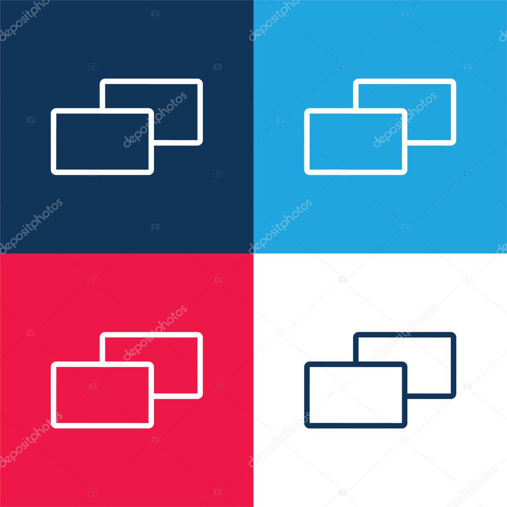 2 Squares blue and red four color minimal icon set