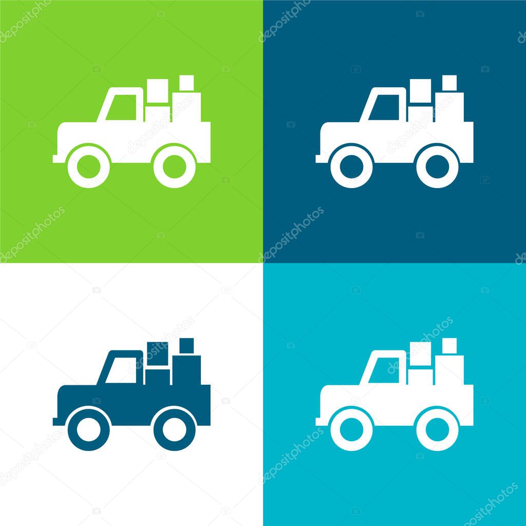 All Terrain Vehicle With Cargo Flat four color minimal icon set