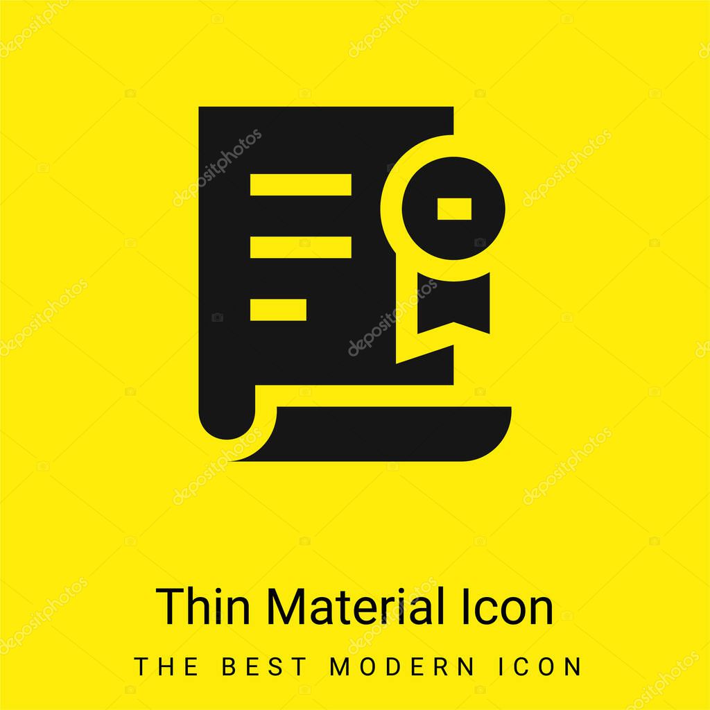 Award minimal bright yellow material icon