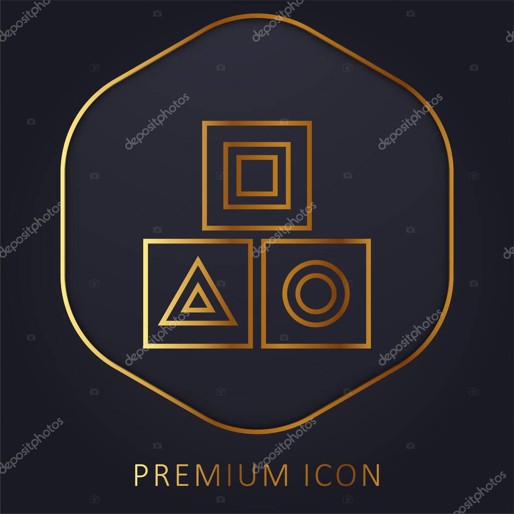 Block golden line premium logo or icon