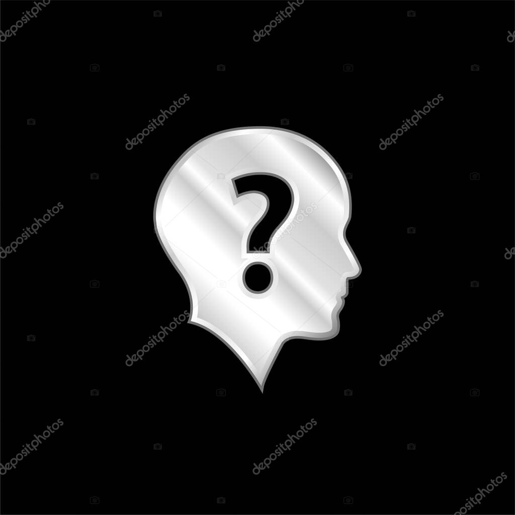 Bald Head With Question Mark silver plated metallic icon