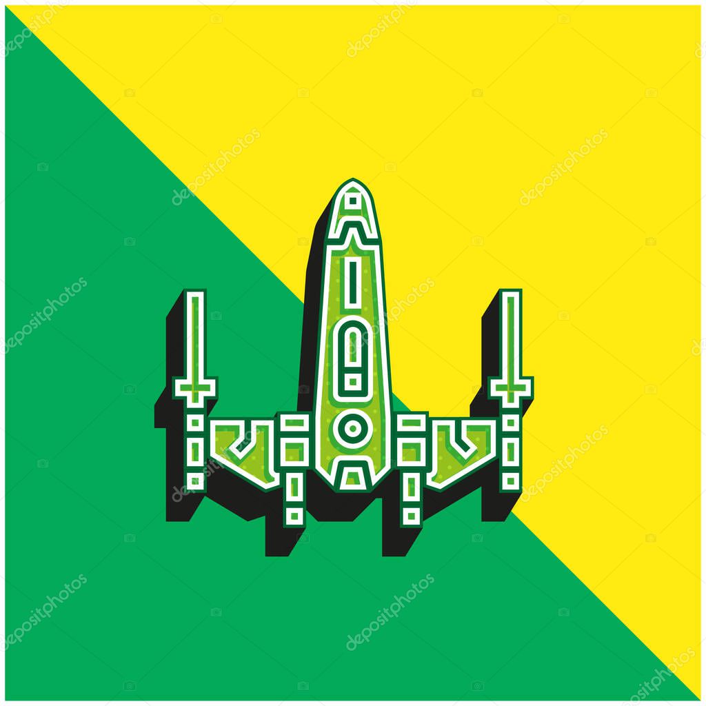 Battleship Green and yellow modern 3d vector icon logo