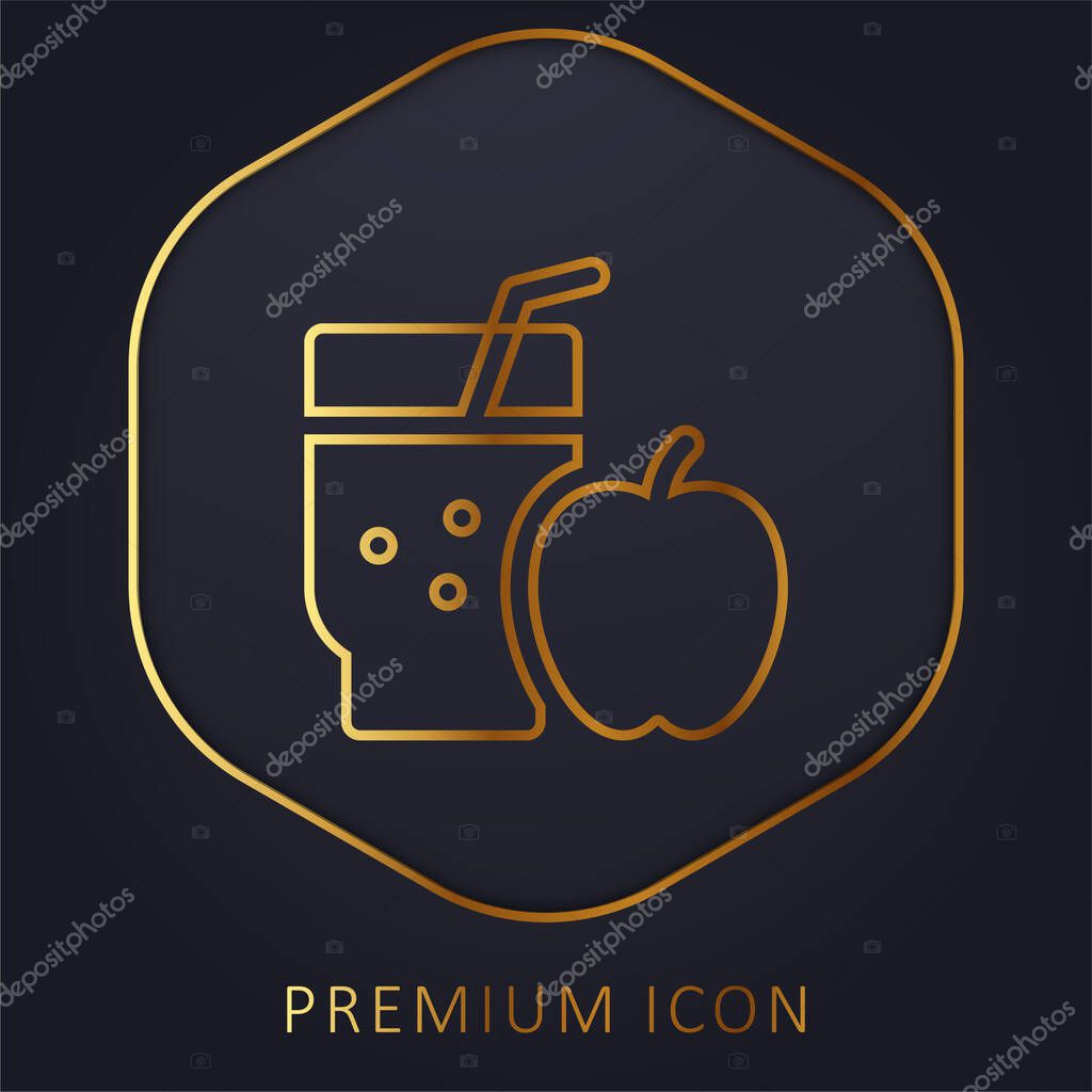 Apple Juice golden line premium logo or icon