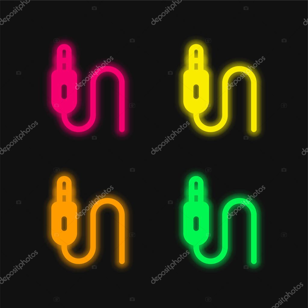 Audio Jack four color glowing neon vector icon
