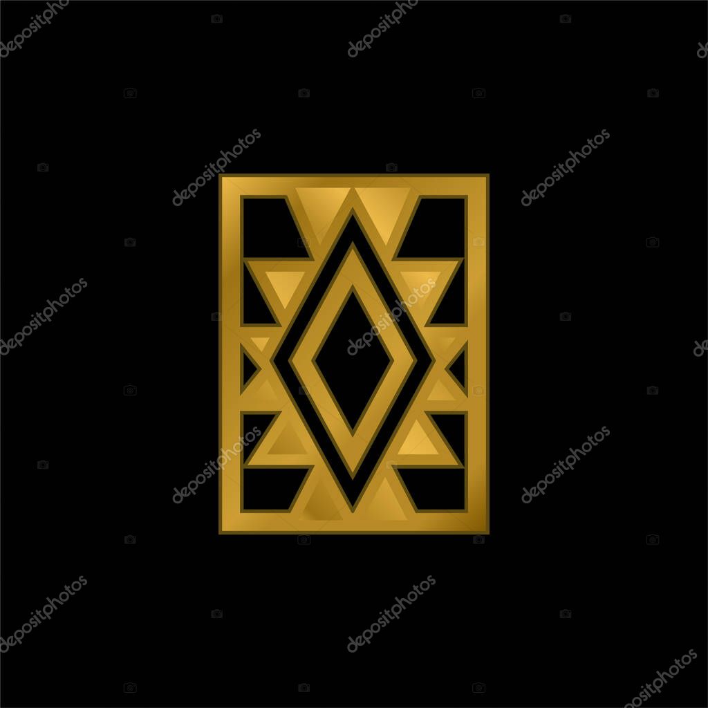 Artisanal Rug Of Mexico gold plated metalic icon or logo vector