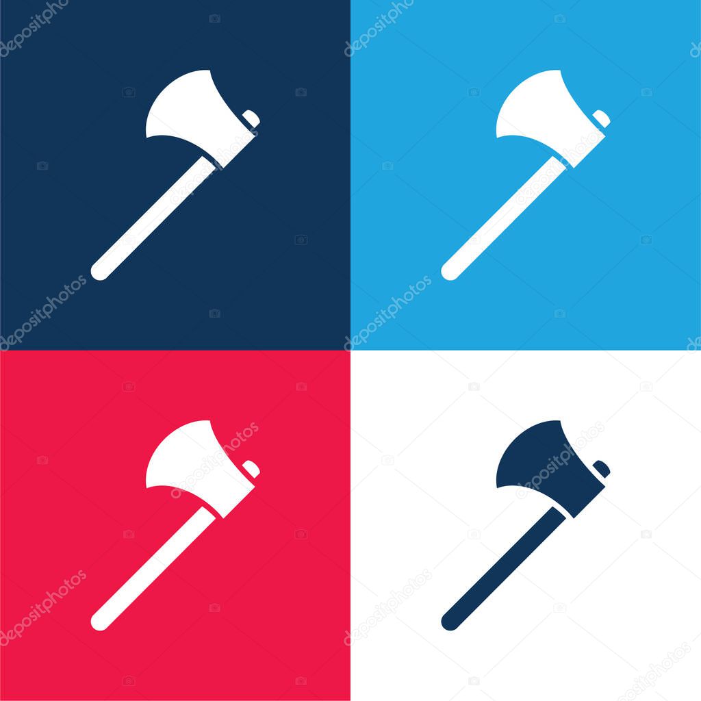 Ax Outline blue and red four color minimal icon set