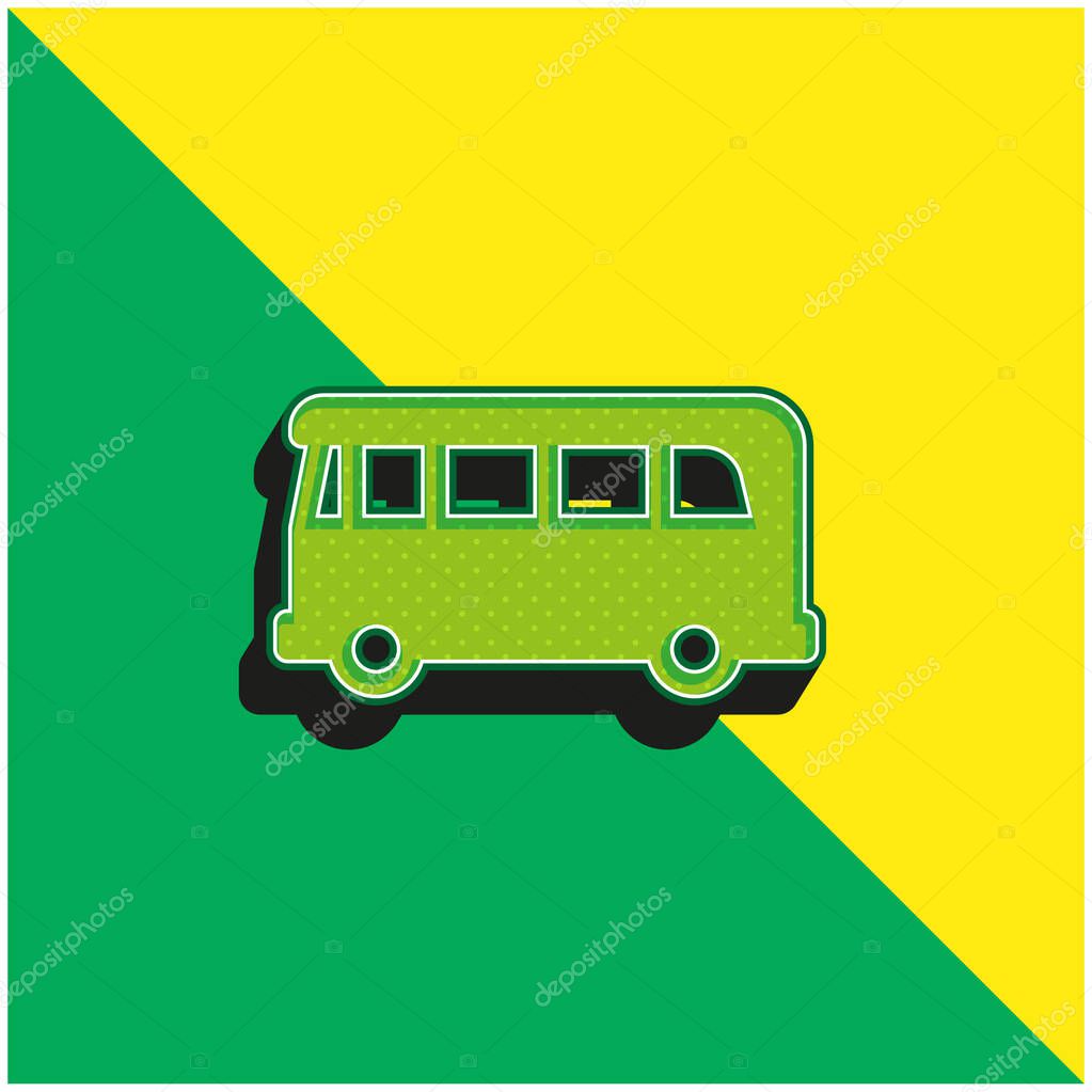 Airport Bus Green and yellow modern 3d vector icon logo