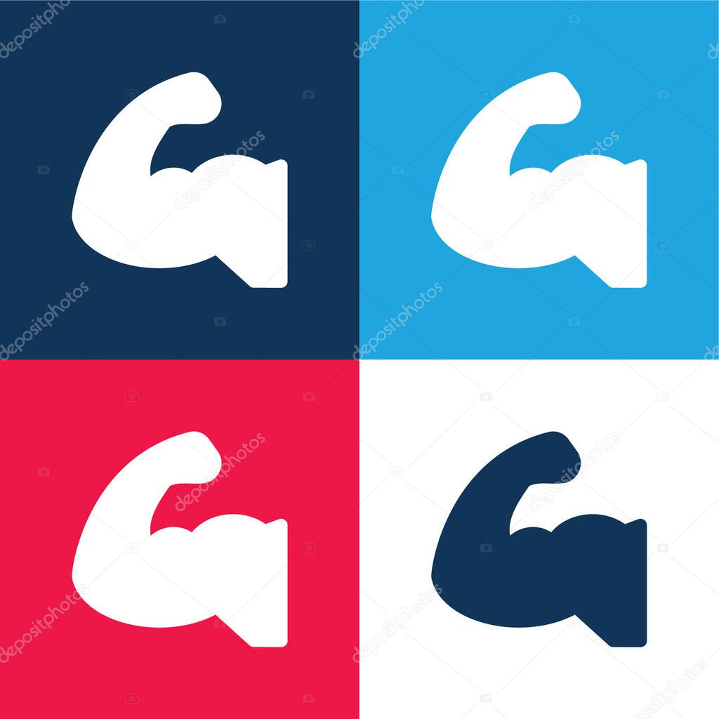 Biceps blue and red four color minimal icon set