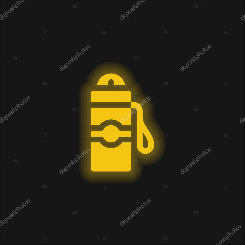 Bottle yellow glowing neon icon