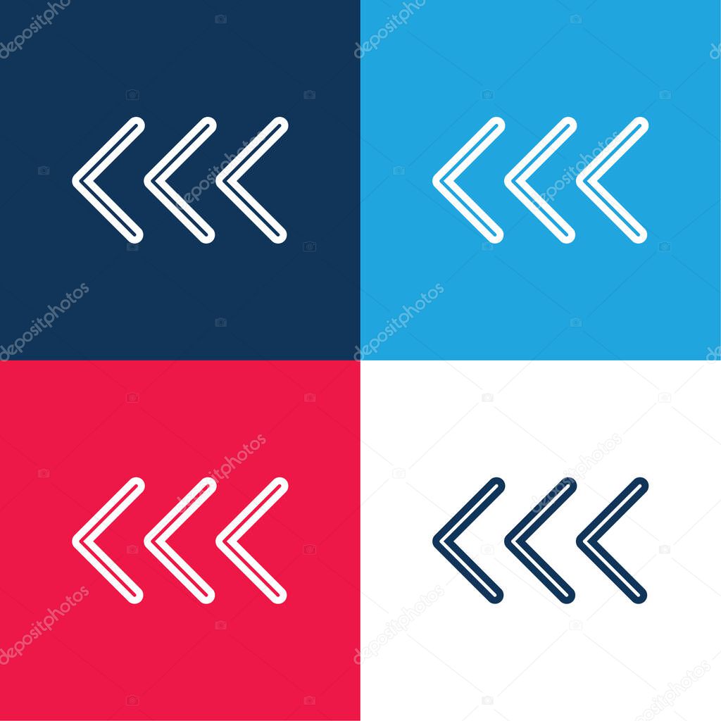 Arrowheads Pointing To The Left blue and red four color minimal icon set