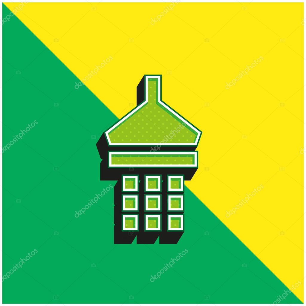 Bathroom Shower Green and yellow modern 3d vector icon logo