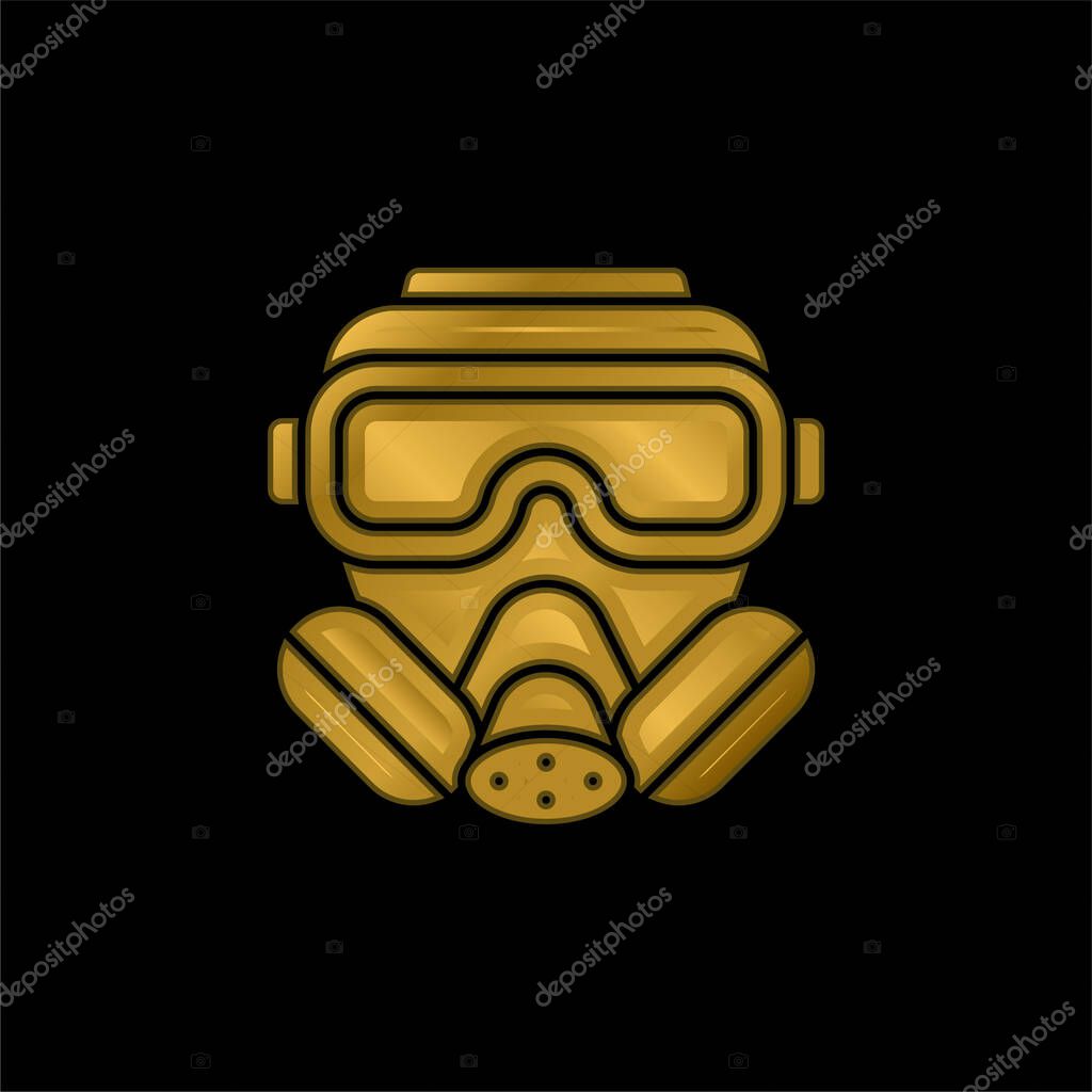 Biological Hazard gold plated metalic icon or logo vector