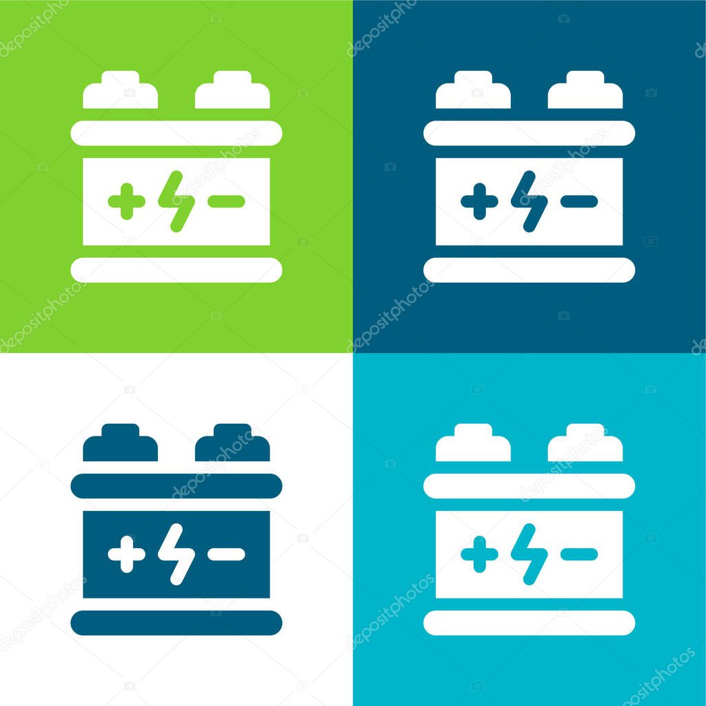 Battery Flat four color minimal icon set