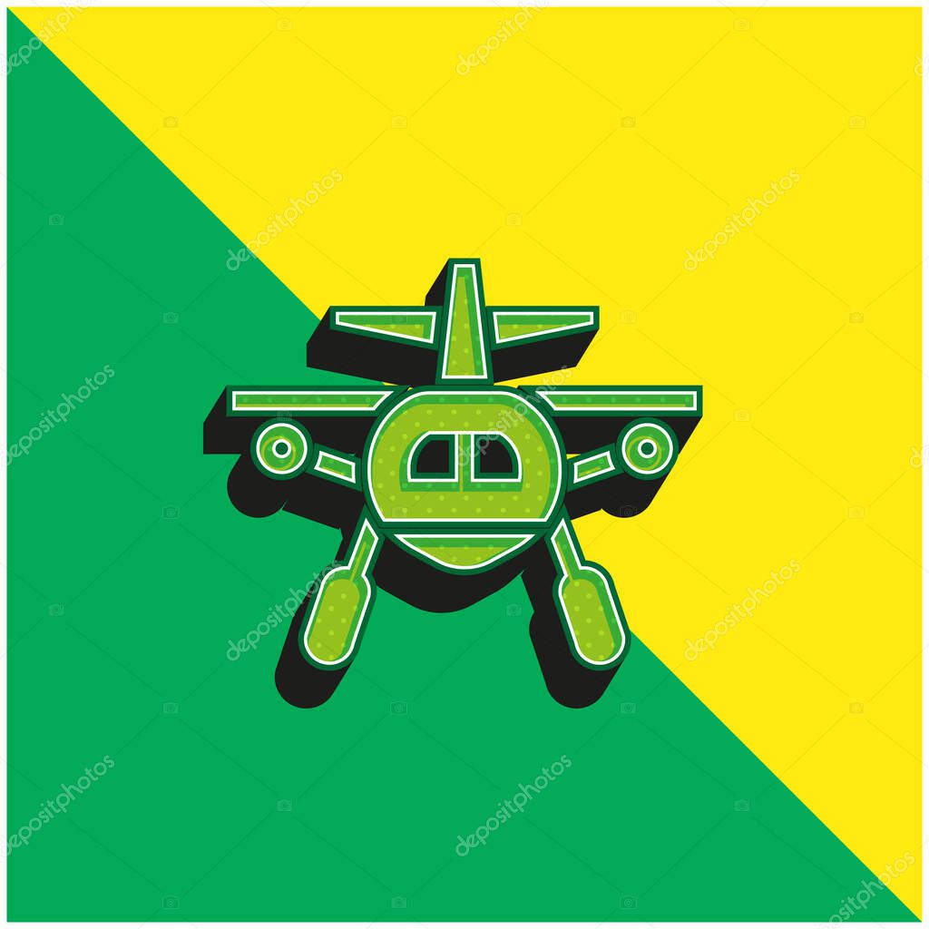 Aircraft Green and yellow modern 3d vector icon logo