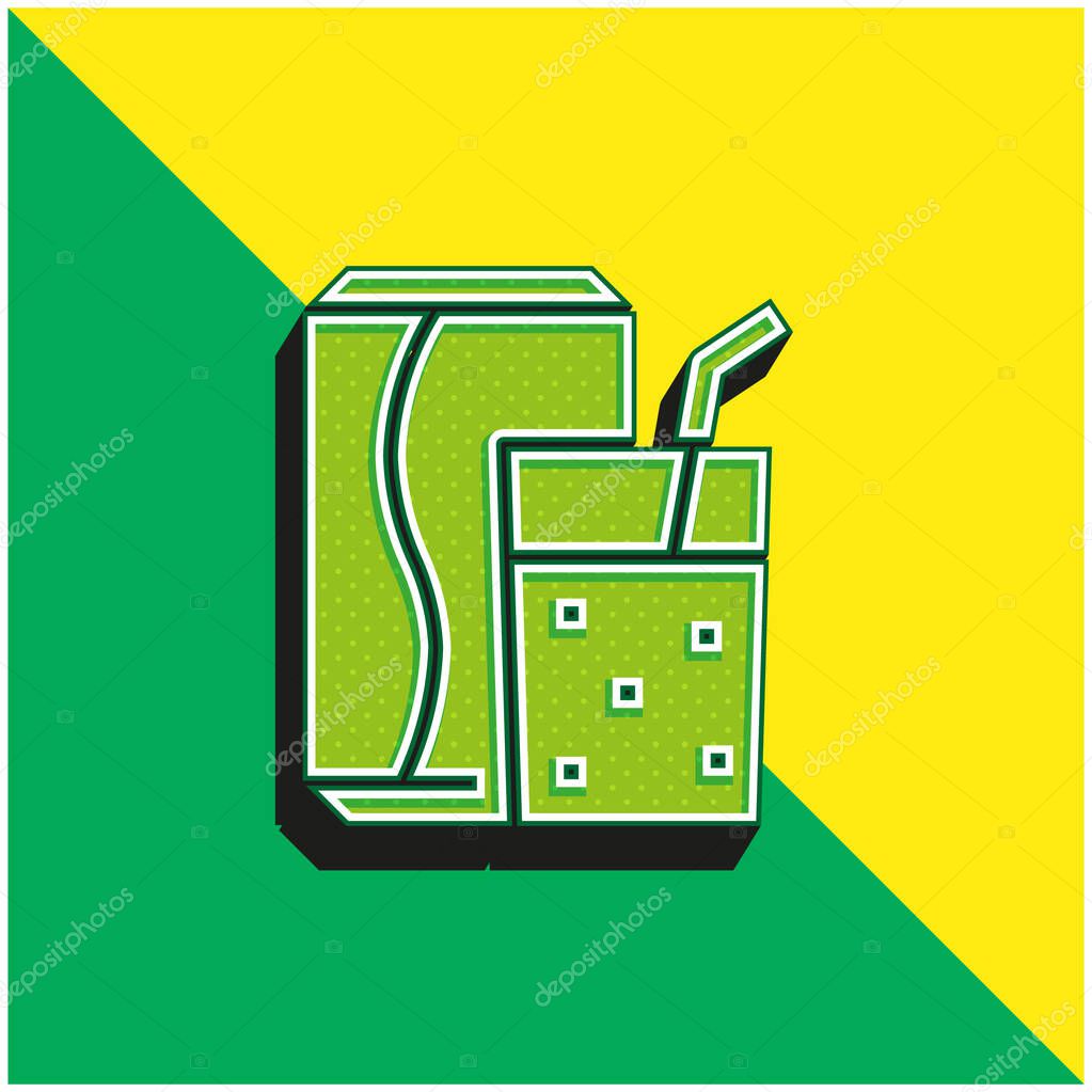 Beverage Green and yellow modern 3d vector icon logo