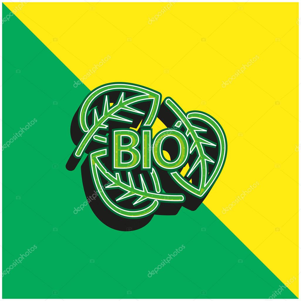 Bio Mass Eco Energy Green and yellow modern 3d vector icon logo