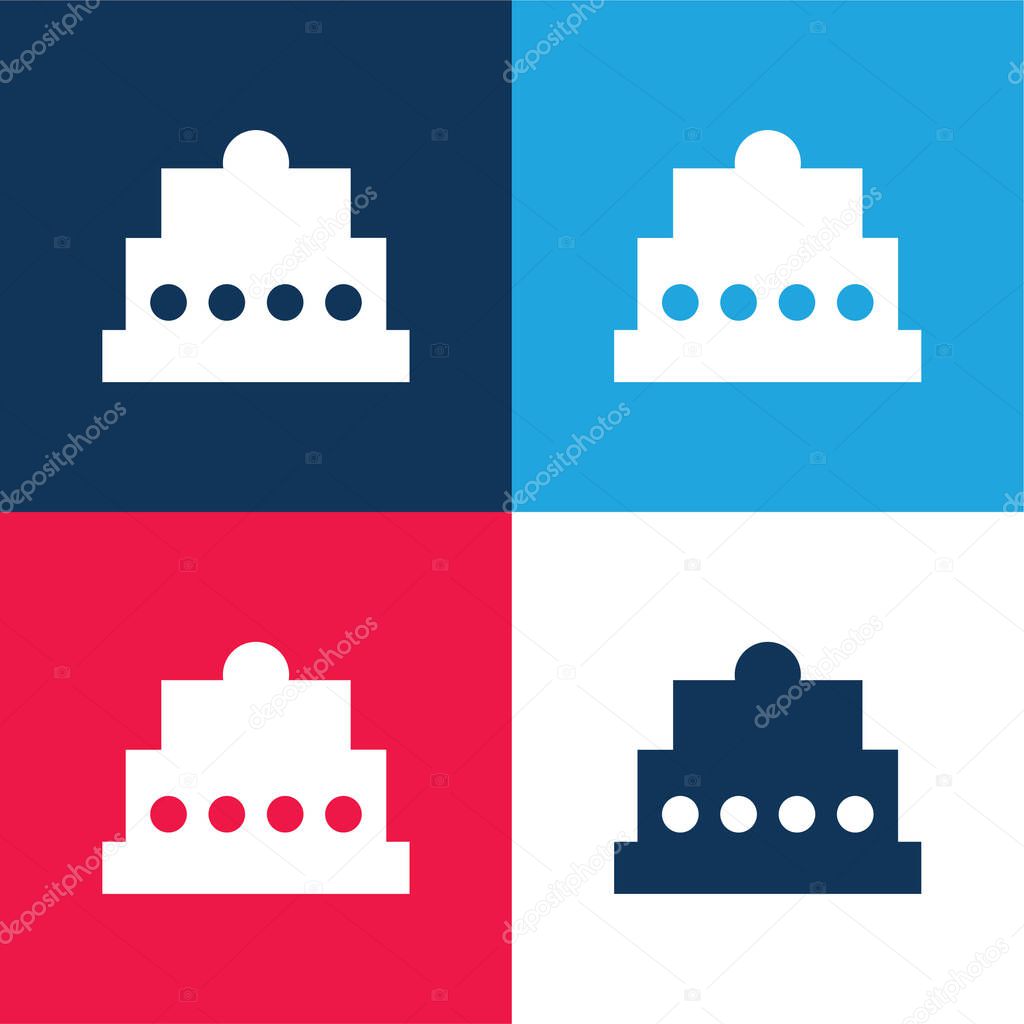 Birthday Cake blue and red four color minimal icon set