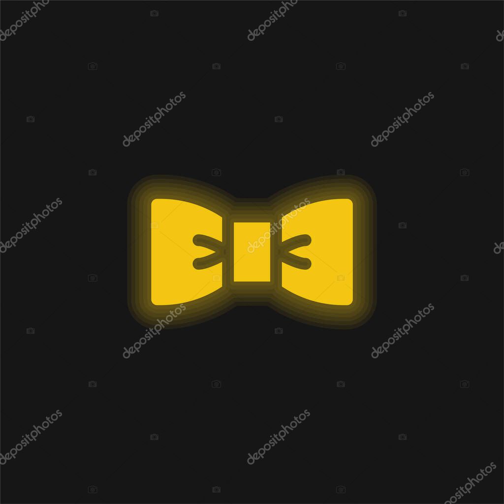 Bow Tie yellow glowing neon icon