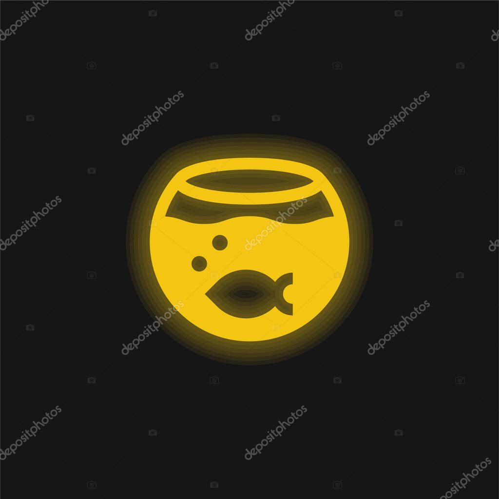 Aquarium yellow glowing neon icon