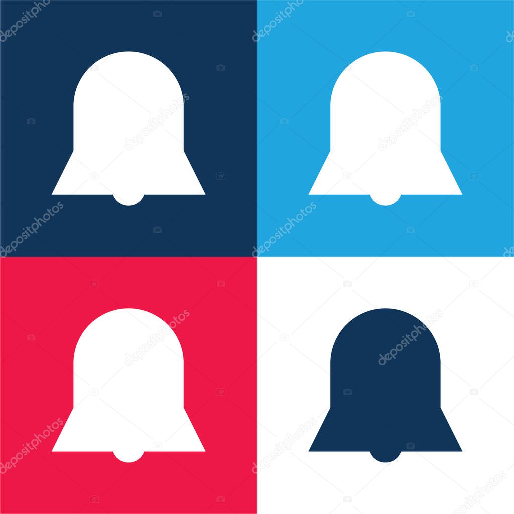 Bell Silhouette Black Shape Interface Symbol Of Alarm blue and red four color minimal icon set