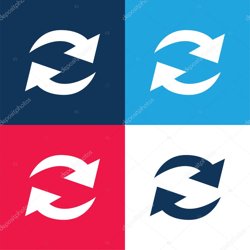 Actualize Arrows Couple In Circle blue and red four color minimal icon set