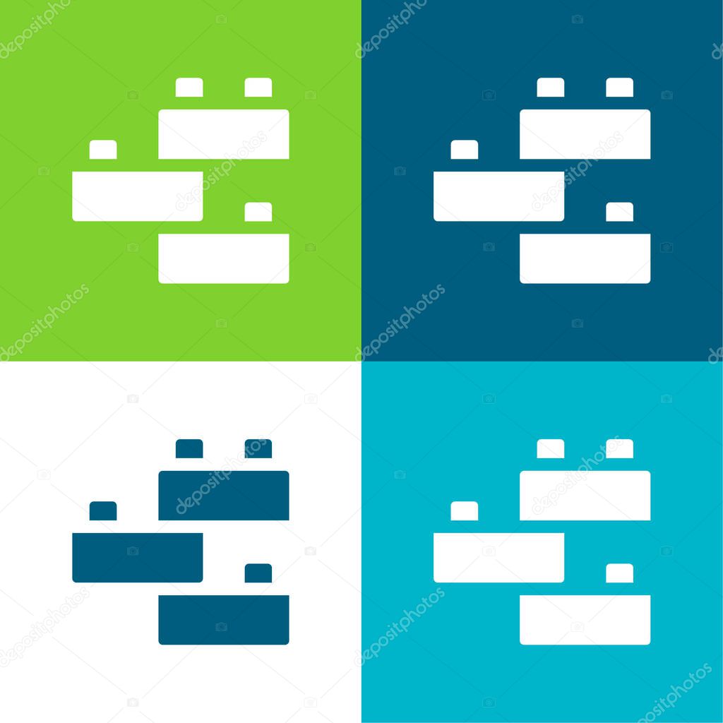 Brick Flat four color minimal icon set