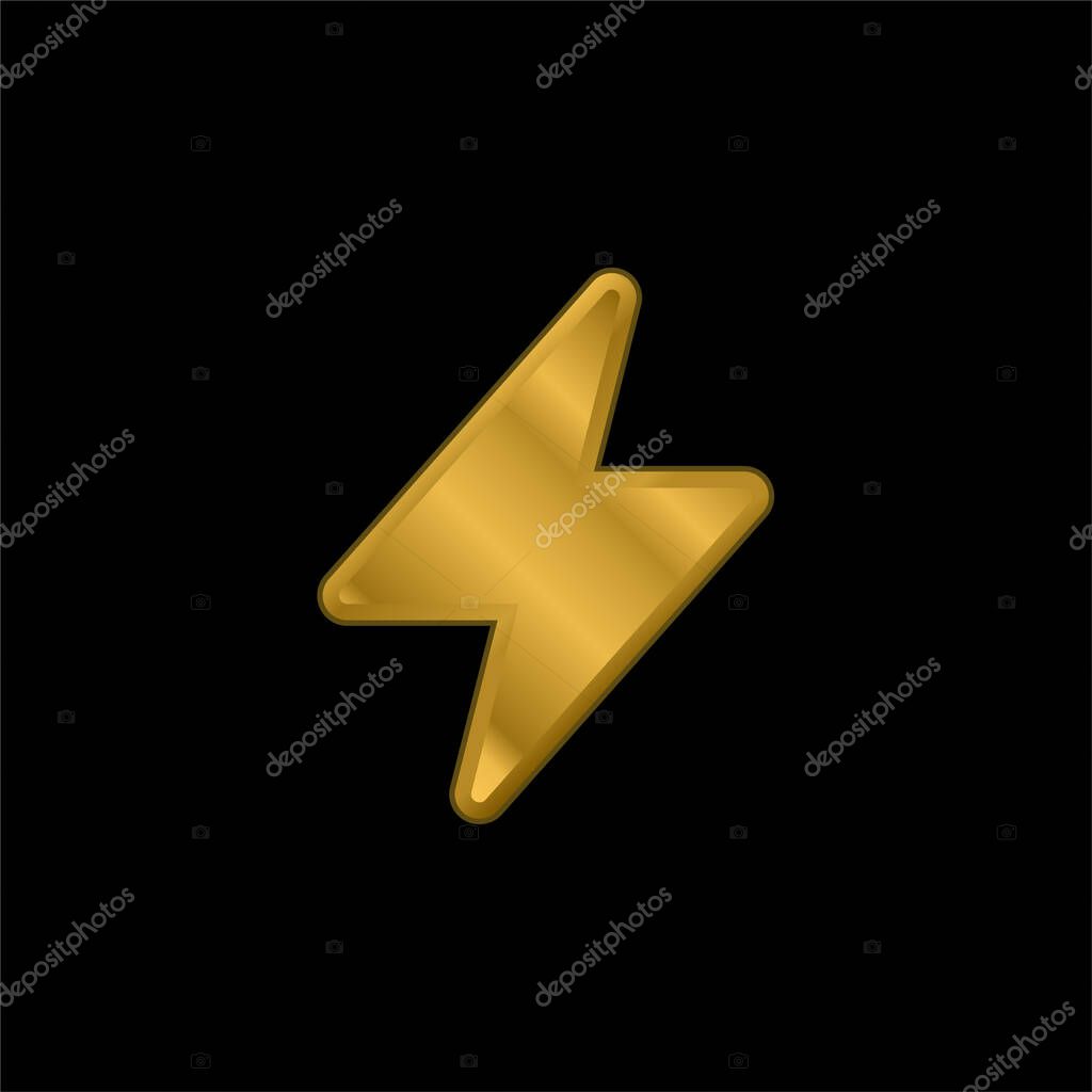 Bolt gold plated metalic icon or logo vector