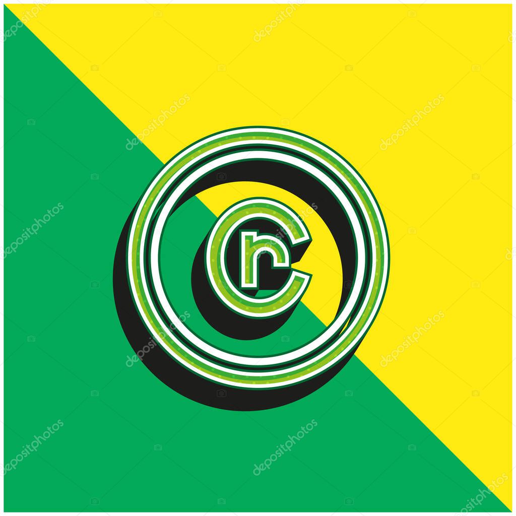 Brazilian Cruzeiro Green and yellow modern 3d vector icon logo