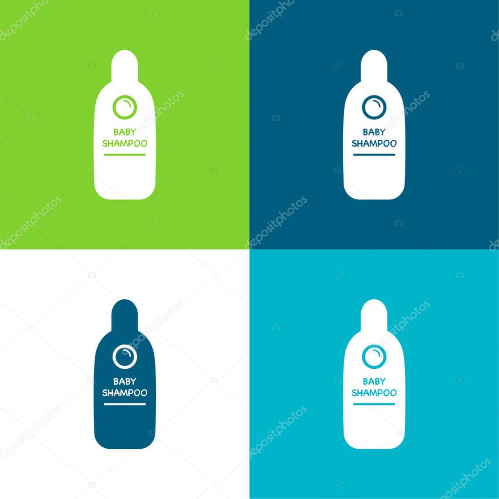 Baby Shampoo Container Flat four color minimal icon set