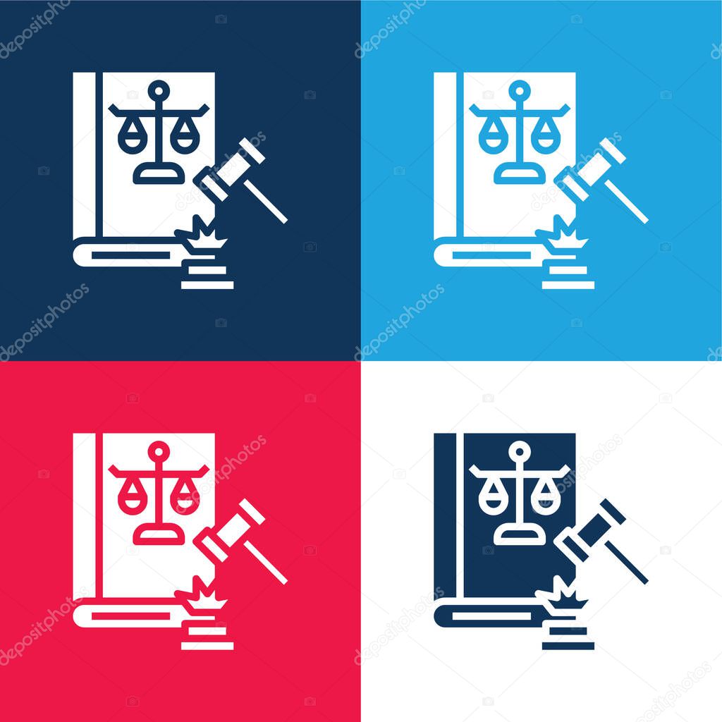 Auction blue and red four color minimal icon set