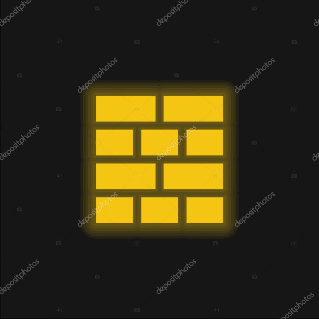 Bricks Layout yellow glowing neon icon