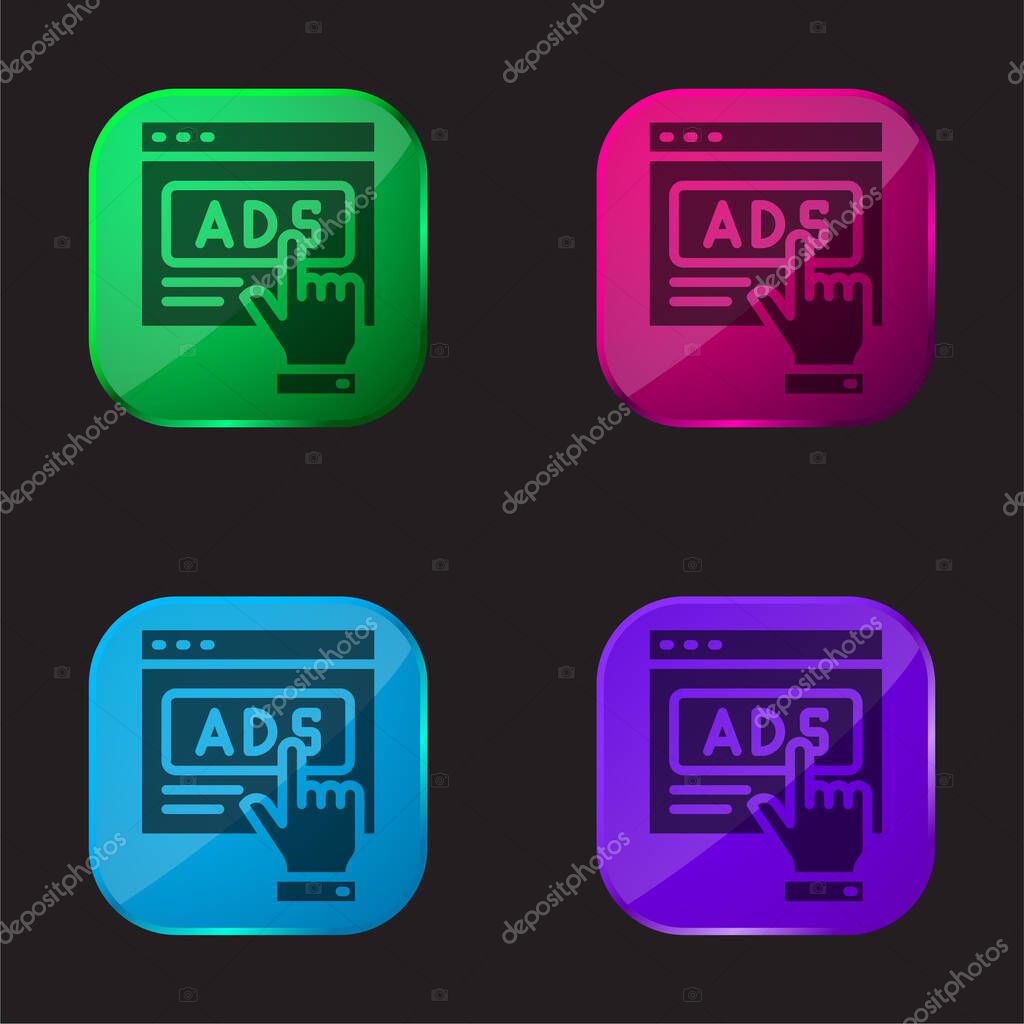 Advertising four color glass button icon