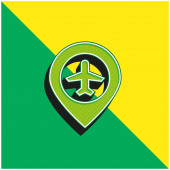 Letiště Zelená a žlutá moderní 3D vektorové logo ikony
