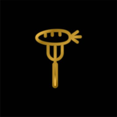 Çatal altın kaplama metal ikon ya da logo vektörü üzerinde bebek havuç